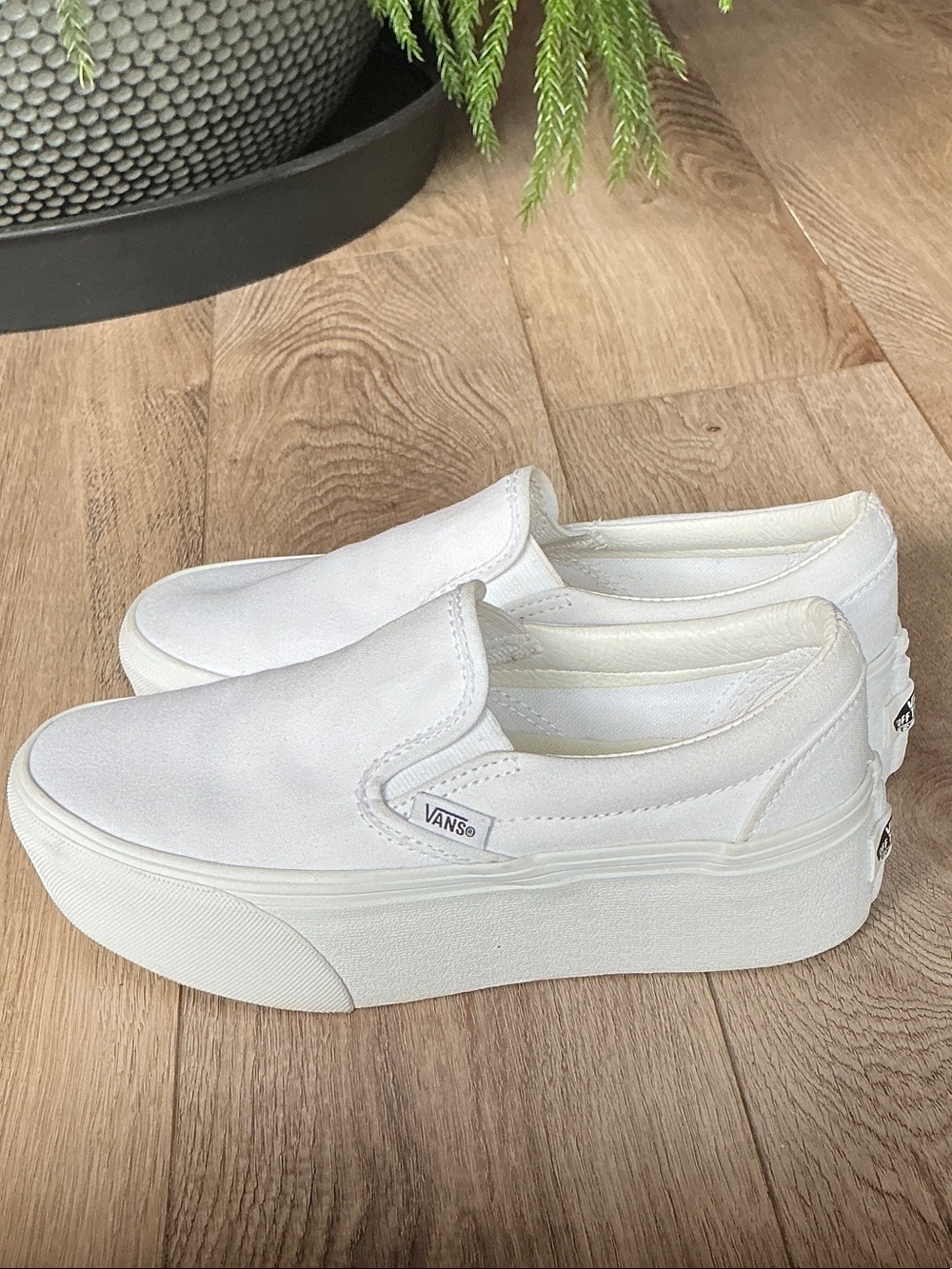 Vans Women's White Slip-On Platform Sneakers
